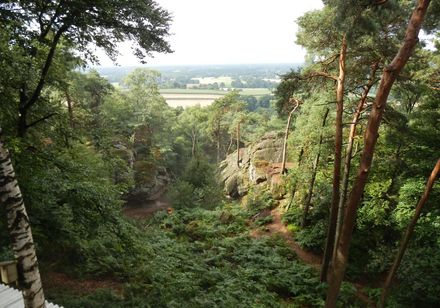 Die Dörenther Klippen bei Ibbenbüren im Morgendunst