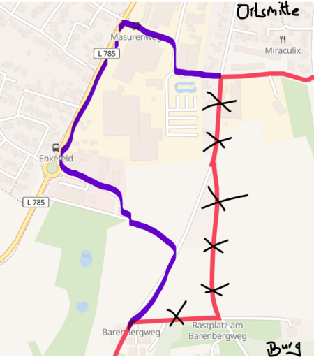 Umleitung des Hermannswegs bei Borgholzhausen