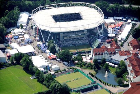 Blick auf die OWL Arena in Halle Westfalen aus der Vogelperspektive