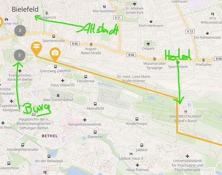 Lage Waldhotel Brand's Busch auf Karte